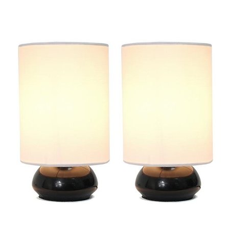 ALL THE RAGES Alltherages LT2043-BLK-2PK Gemini Mini Touch Lamp with Brushed Nickel Base & Fabric Shades; Pack of 2 LT2043-BLK-2PK